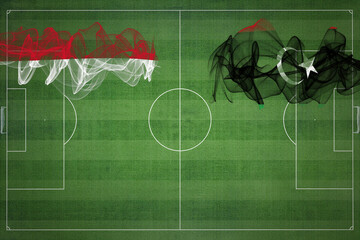 Indonesia vs Libya Soccer Match, national colors, national flags, soccer field, football game, Copy...