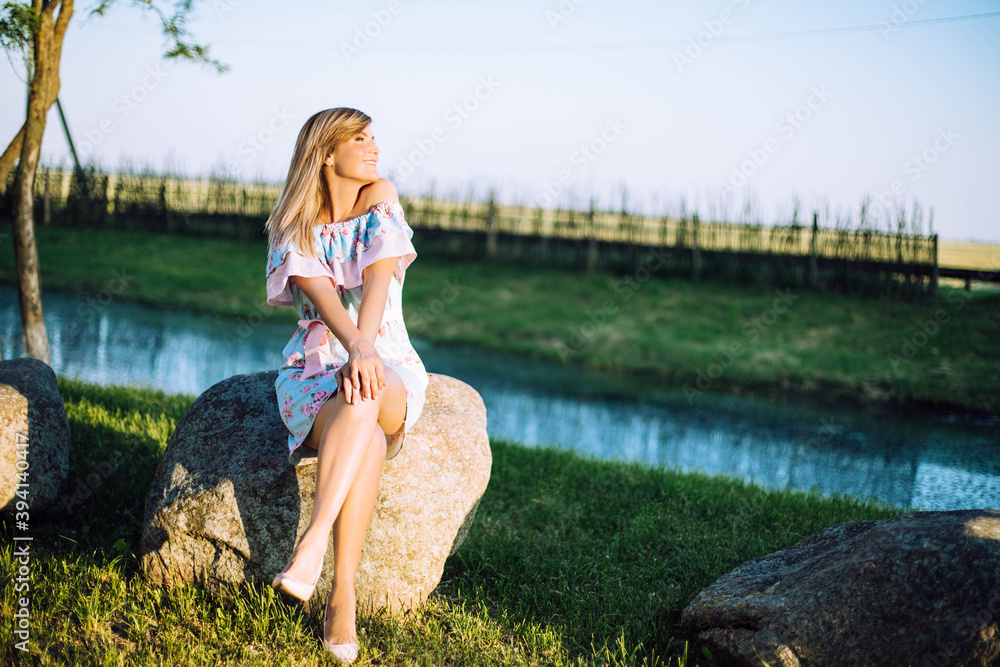 Wall mural beautiful girl in a dress