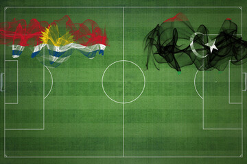 Kiribati vs Libya Soccer Match, national colors, national flags, soccer field, football game, Copy...
