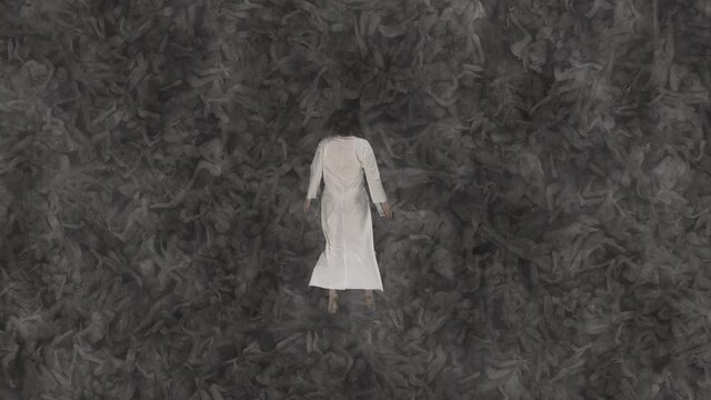 god, angel flies over sinners in hell