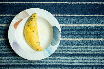 Omelet egg roll. Tasty and diet food. Healthy meal for breakfast