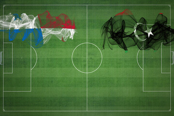 Panama vs Libya Soccer Match, national colors, national flags, soccer field, football game, Copy...