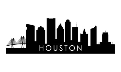 Naklejka premium Houston skyline silhouette. Black Houston city design isolated on white background.