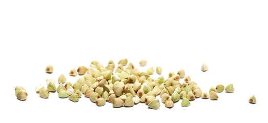 Buckwheat isolated on white background, side view