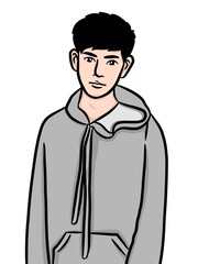 Obraz premium cartoon cute man on white background