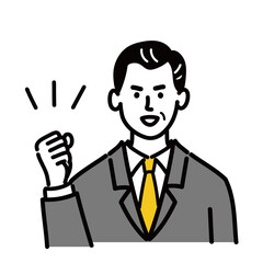 男性　ミドルエイジ 　ベクター　ポップ　ガッツポーズ
