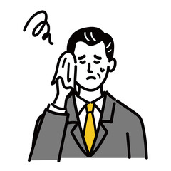 男性　ミドルエイジ 　ベクター　ポップ　困っている　冷や汗
