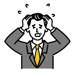男性　ミドルエイジ 　ベクター　ポップ　焦っている
