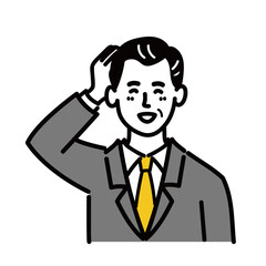 男性　ミドルエイジ 　ベクター　ポップ　照れる
