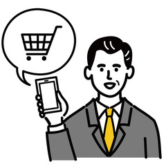 男性　ミドルエイジ 　ベクター　ポップ　ネットショッピング
