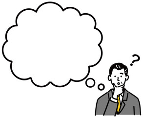 男性　ミドルエイジ スーツ　ベクター　ポップ　考えている　はてな　空欄
