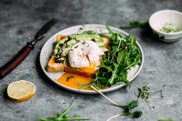 Poached egg with  salad