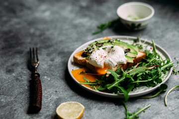 Poached egg with  salad