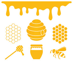 Honey icon. Bee. Vector illustration.
