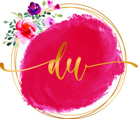 DU D U initial watercolor abstract  logo template vector image