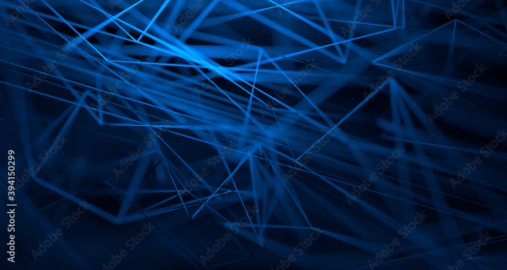 Poster abstract 3d render, background design with plexus shape, network concept