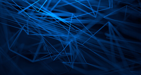 Abstract 3d render, background design with plexus shape, network concept