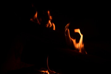 burning wood burning in the fireplace