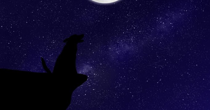 Wolf howling on the cliff edge