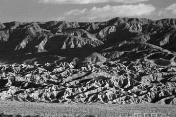 Fototapeta na wymiar San Andreas Geologic Fault Line in Coachella Valley. Where the Pacific Continental Plate meets the North American Continental Plate at Sunrise near Palm Springs, California, USA.