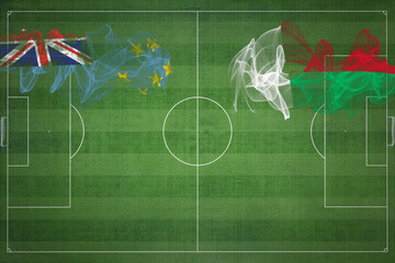 Tuvalu vs Madagascar Soccer Match, national colors, national flags, soccer field, football game,...