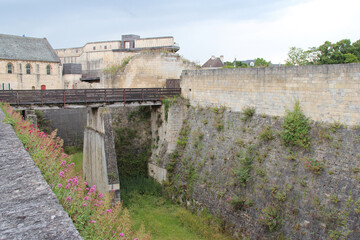 ruined medieval dungeon of the castle of caen in normandy (france) 