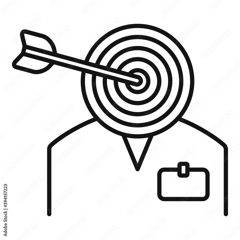 Poster list man target icon. outline list man target vector icon for web design isolated on white backgroun