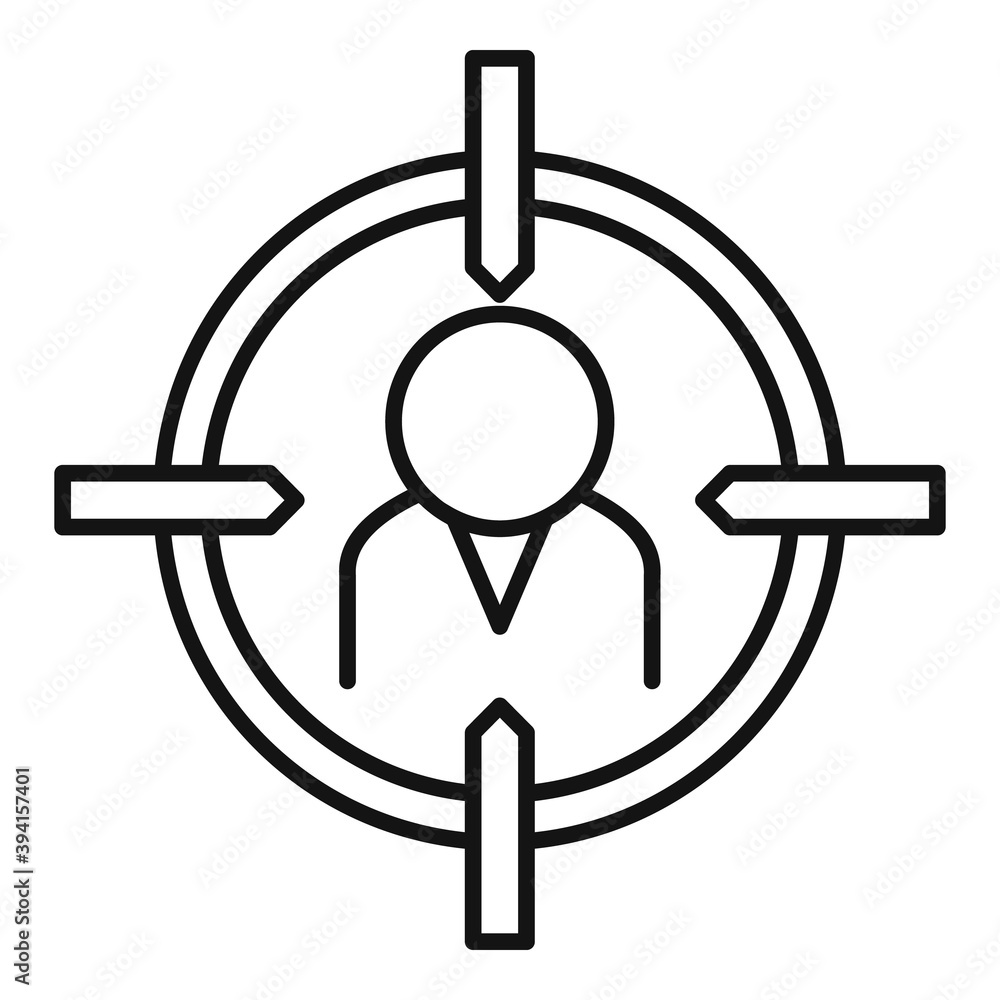 Poster talent worker target icon. outline talent worker target vector icon for web design isolated on white