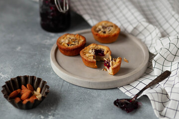 cookies with cherry jam on a plate