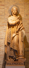 Fototapeta na wymiar ZARAGOZA, SPAIN - MARCH 3, 2018: The statue of Santa Engracia in the chruch st. Basílica de Santa Engracia.