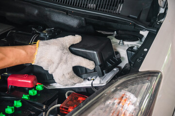 Auto mechanic Repair maintenance Air filter and car inspection