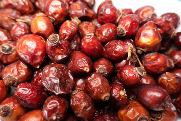 Dried Rosehips are in heart shaped bow  