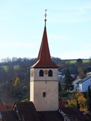 aufnahme des historischen kirchturm in der gemeinde weissach im heckengäu