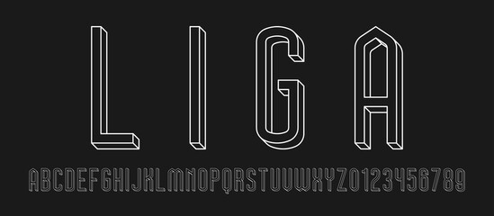 Set of alphabets font letters and numbers modern with 3D concept vector illustration