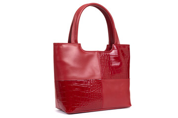 stylish ladies leather bag on a white background