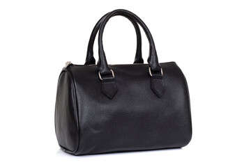 elegant ladies expensive leather bag close up