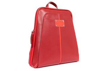 elegant ladies expensive leather bag close up