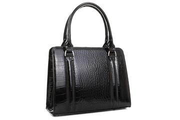 handbag made of genuine leather close up on a white background