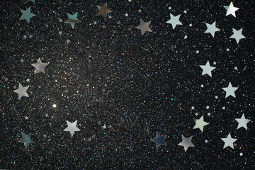 Silver stars on black background. Perfect star overlay.