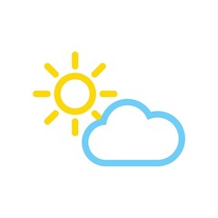 Sun and cloud icon. Sun and cloud shape, label, symbol. Graphic element vector. Vector design element for logo, web and print.