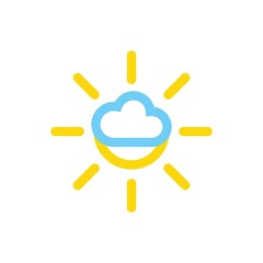 Sun and cloud icon. Sun and cloud shape, label, symbol. Graphic element vector. Vector design element for logo, web and print.