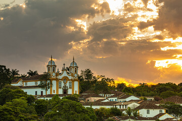 Tiradentes, Minas Gerais, Brazil – November 06, 2020: Matriz de Santo Antonio Church, Colonial city of Tiradentes, Minas Gerais state, Brazil