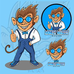 set of monkey mascot trendy design