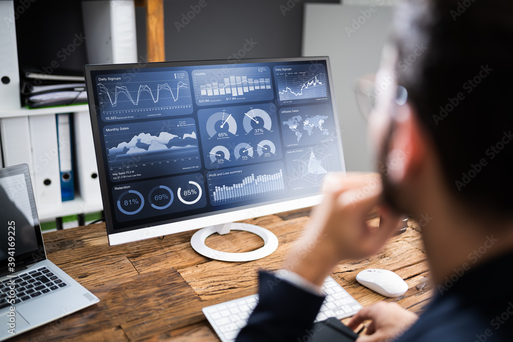 Aufkleber KPI Business Analytics Data Dashboard. Analyst