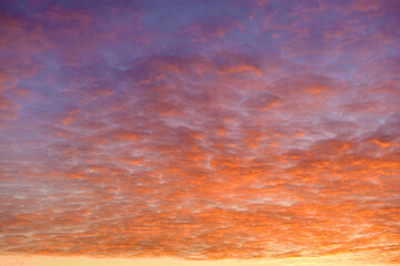 Fototapeta premium Red and blue sunset sky with occasional clouds