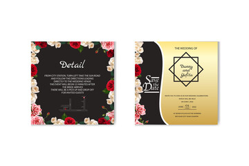 wedding invitation template design with floral pattern, vector illustration