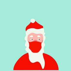 Santa Claus wearing red face mask during New Yea 2021.