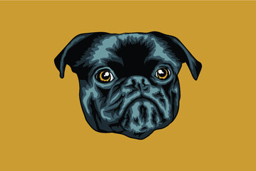 Dog vector Pug dog portrait | Dog illustration