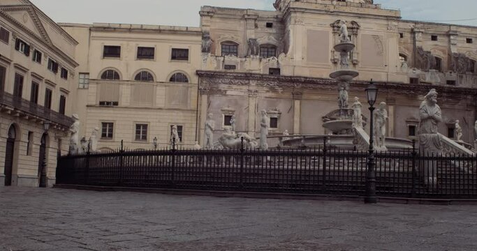 View of Pretoria fountain in Palermo,  the most monumental fountain of Palermo