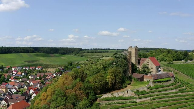 Aerial view, flight at Neipperg Castle, Brackenheim wine region, Heilbronn district, Baden-W&uuml;rttemberg., Germany,